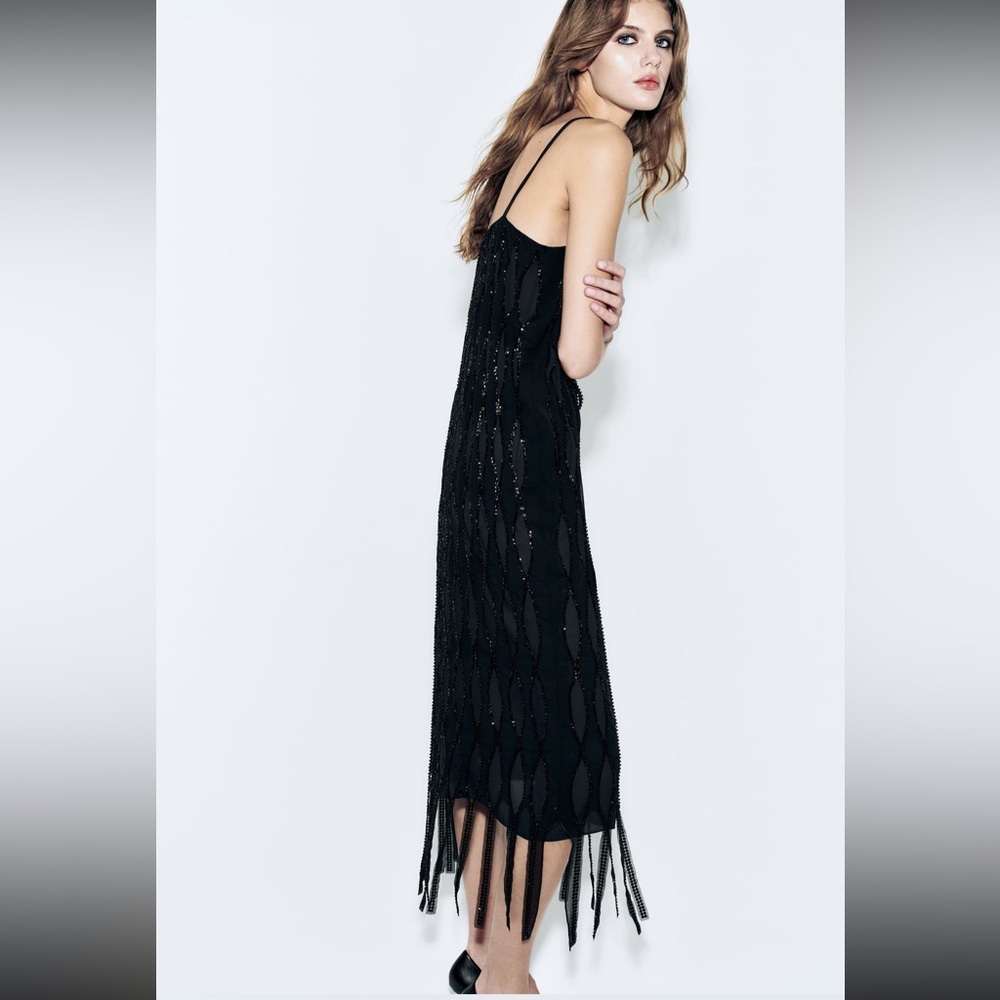 Zara fringed rhinestones cut out Zara Woman collection dress - Picture 4 of 14